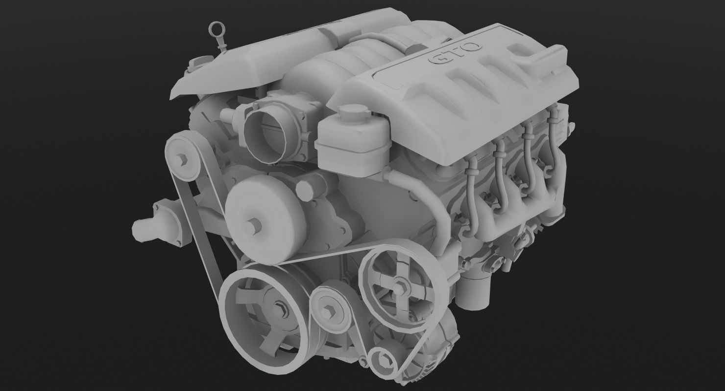 Pontiac GTO 2004 LS1 V8 engine Low-poly 3D model_2