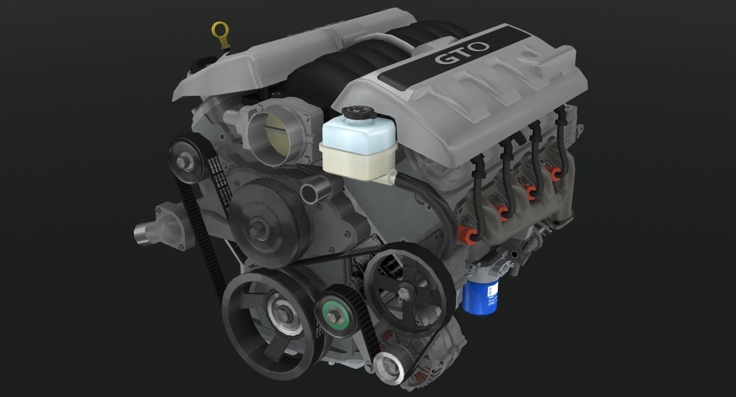 Pontiac GTO 2004 LS1 V8 engine Low-poly 3D model_1