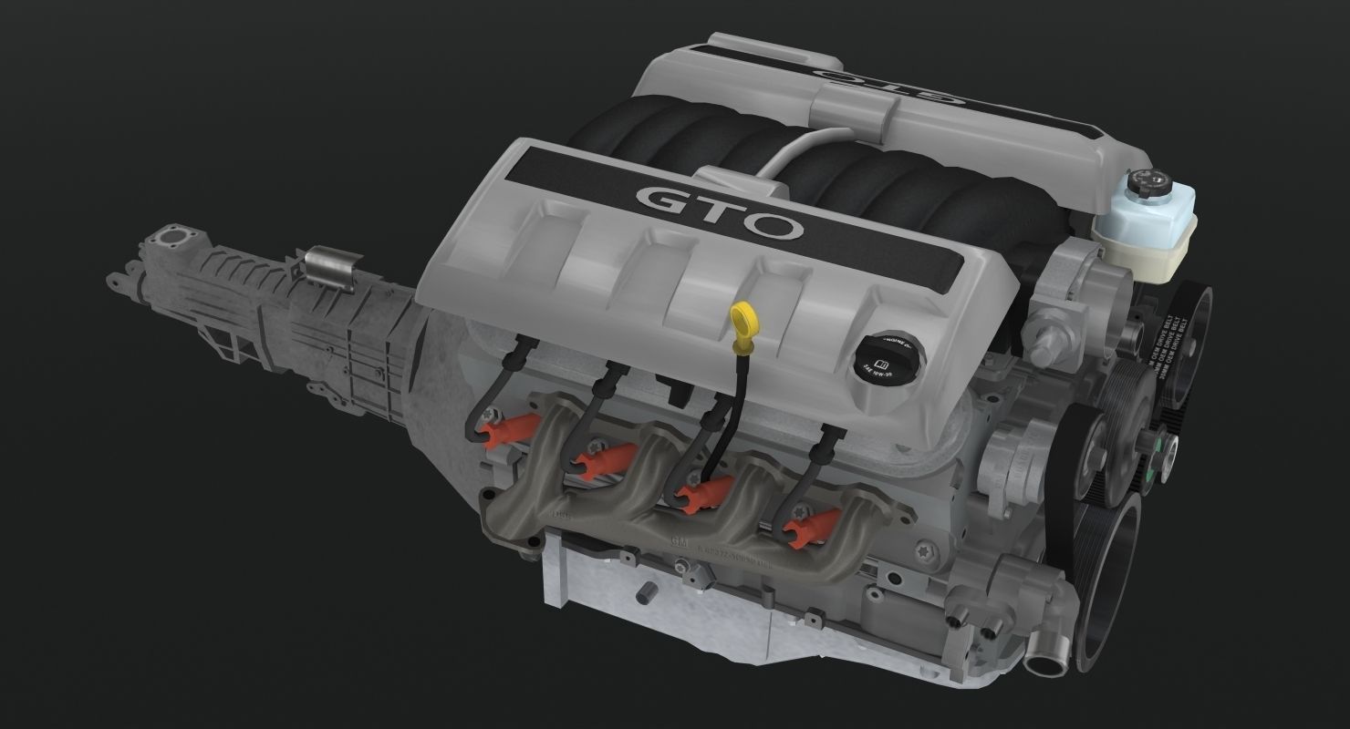 Pontiac GTO 2004 LS1 V8 engine Low-poly 3D model_7