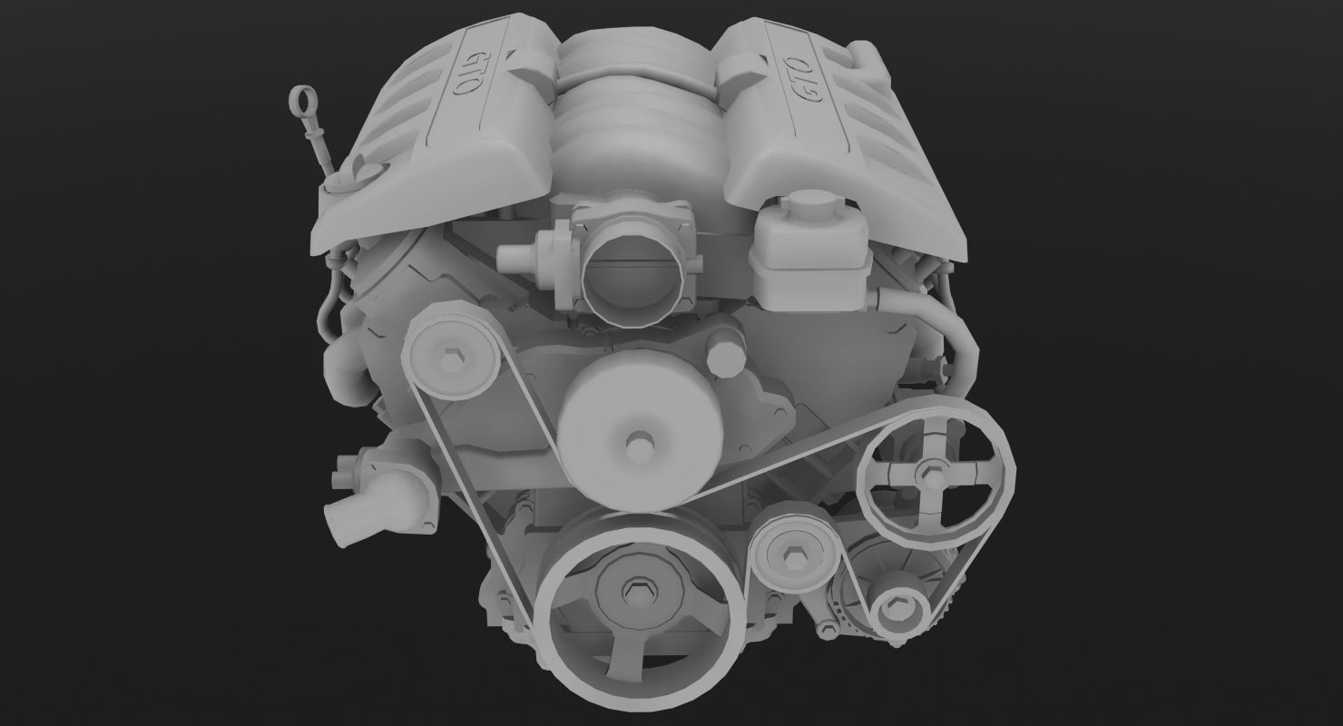 Pontiac GTO 2004 LS1 V8 engine Low-poly 3D model_5