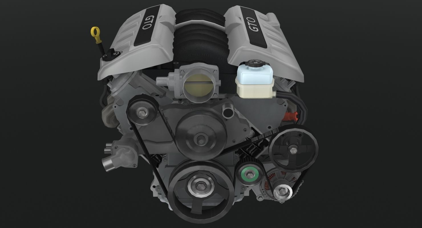 Pontiac GTO 2004 LS1 V8 engine Low-poly 3D model_4