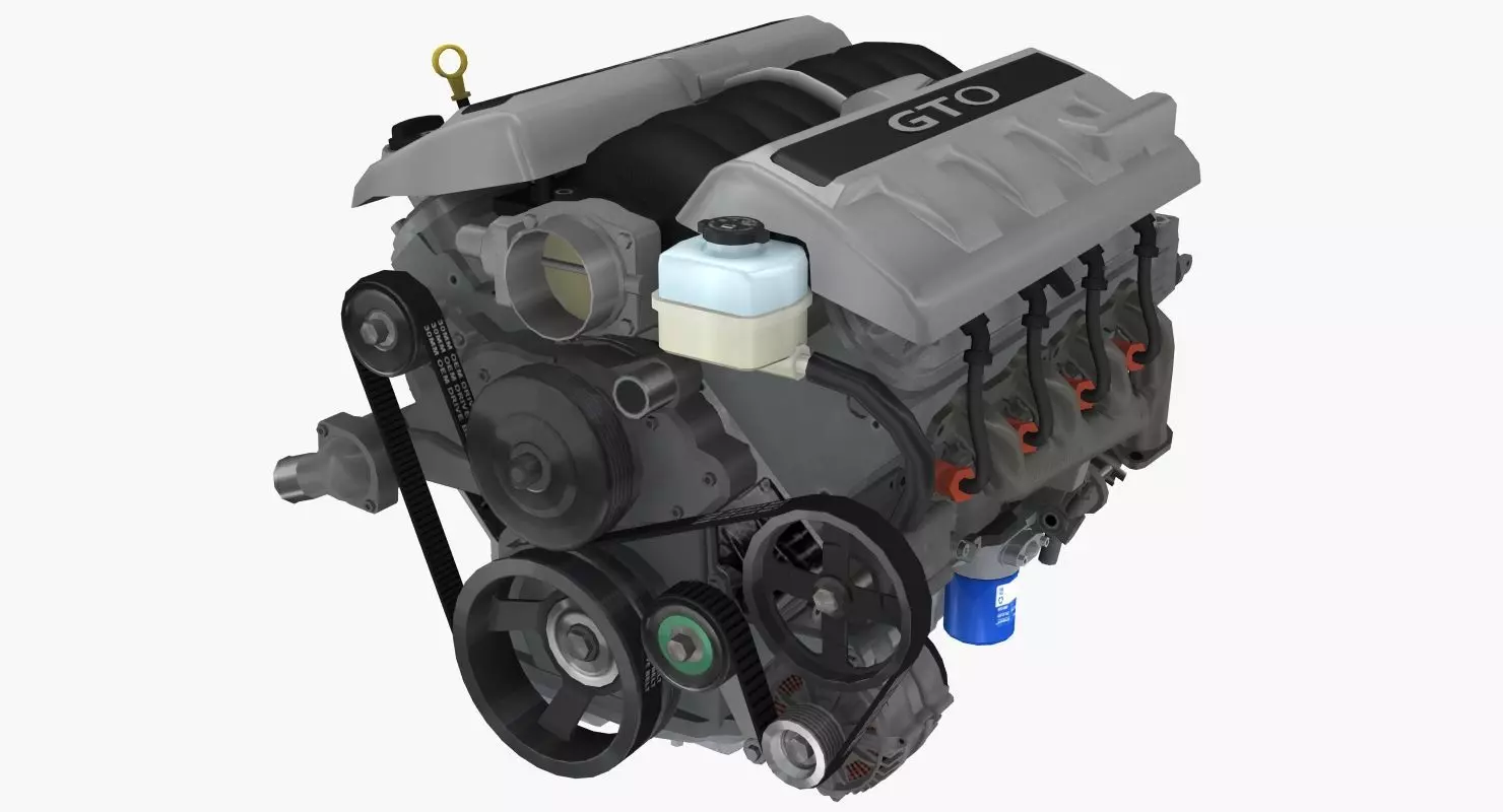 Pontiac GTO 2004 LS1 V8 engine Low-poly 3D model_0