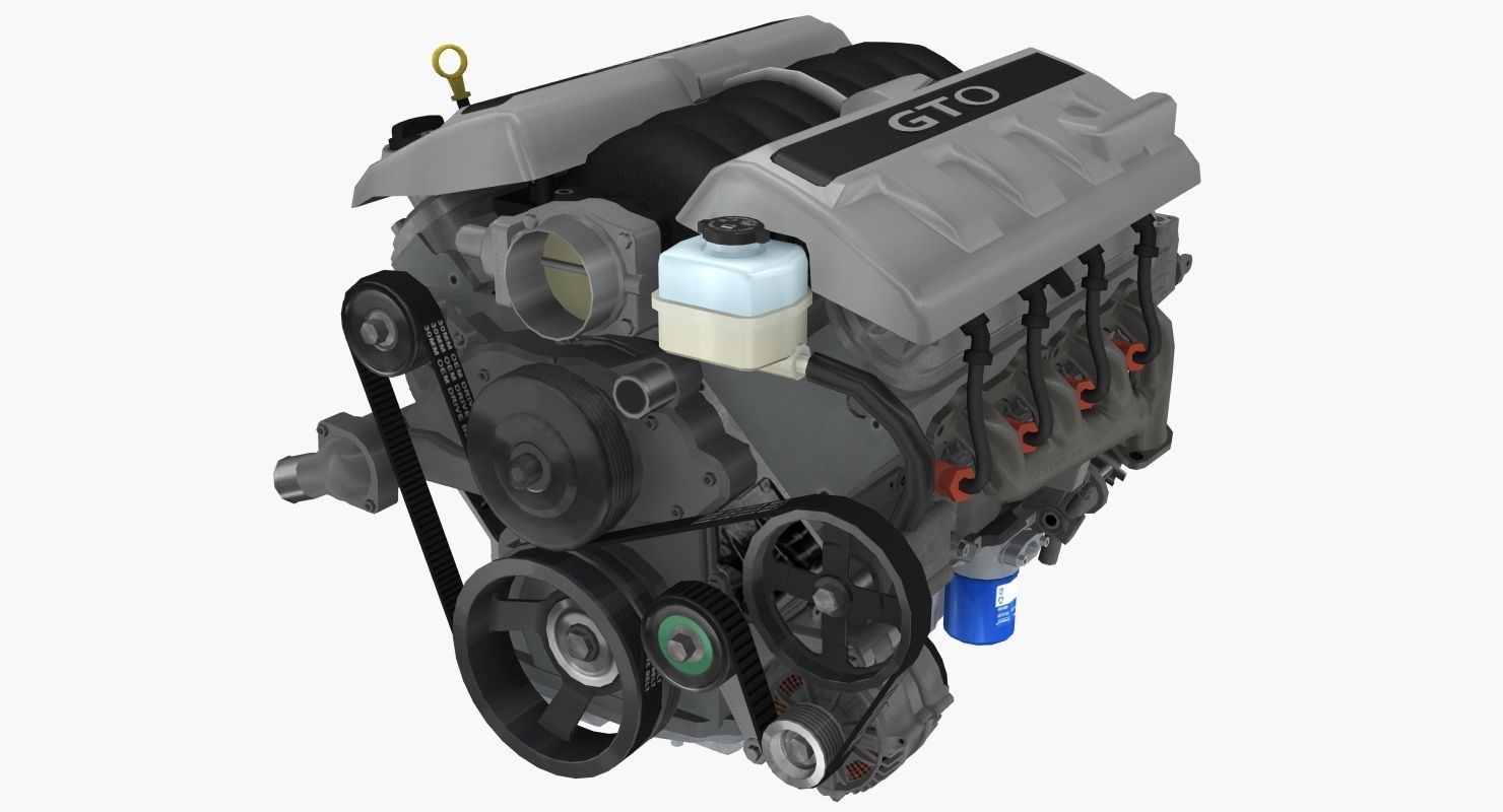 Pontiac GTO 2004 LS1 V8 engine Low-poly 3D model_0