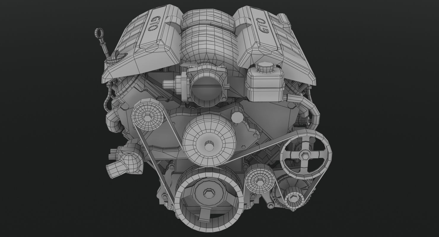 Pontiac GTO 2004 LS1 V8 engine Low-poly 3D model_6