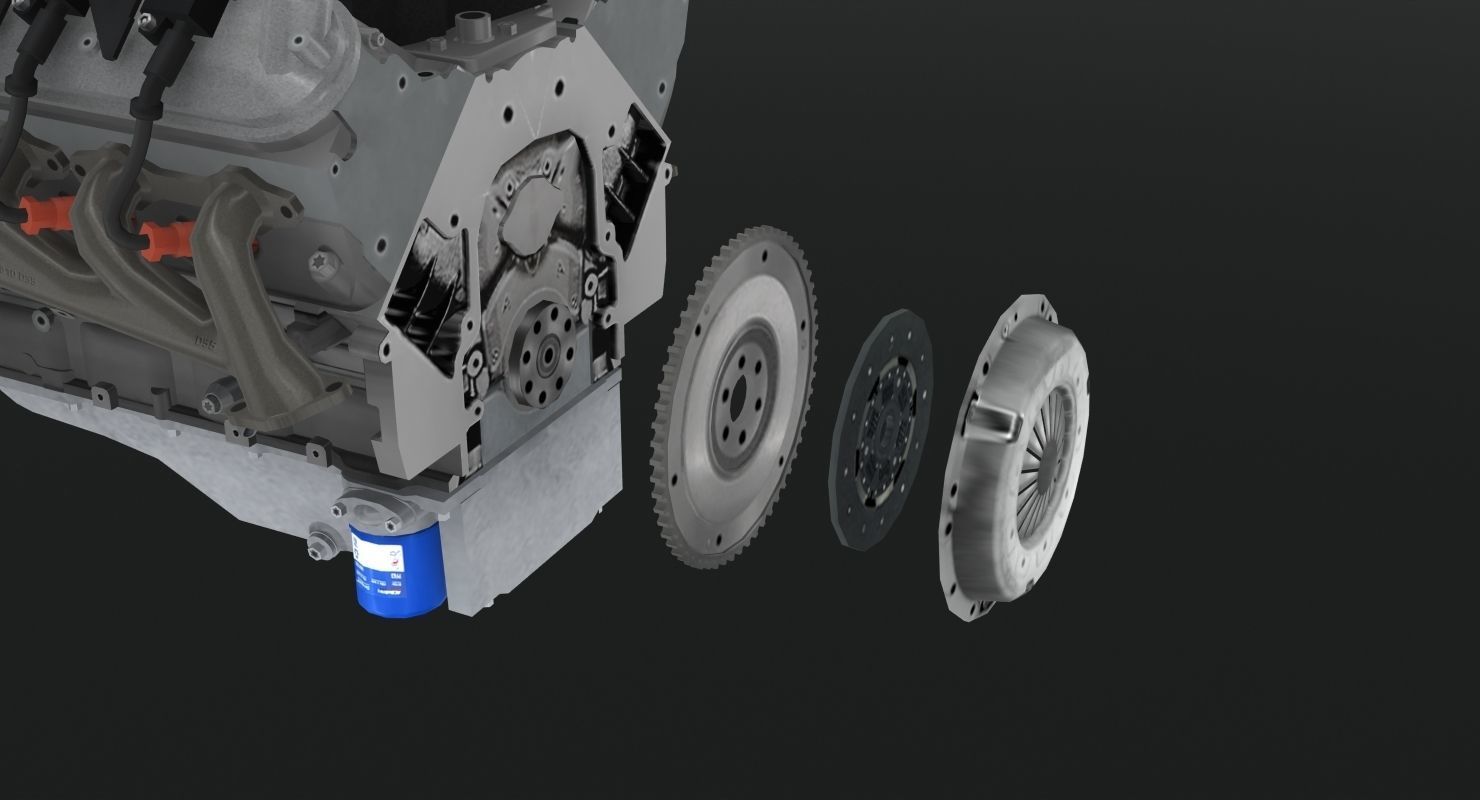 Pontiac GTO 2004 LS1 V8 engine Low-poly 3D model_19