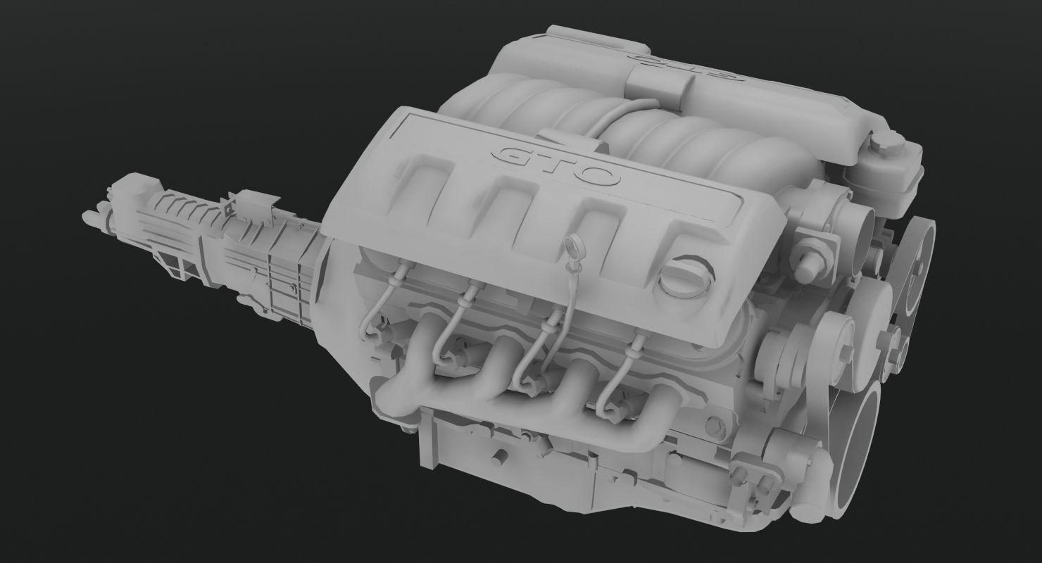 Pontiac GTO 2004 LS1 V8 engine Low-poly 3D model_8