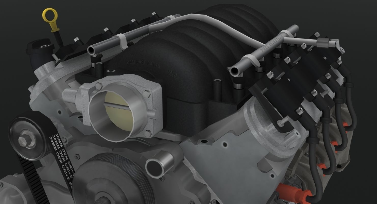 Pontiac GTO 2004 LS1 V8 engine Low-poly 3D model_11