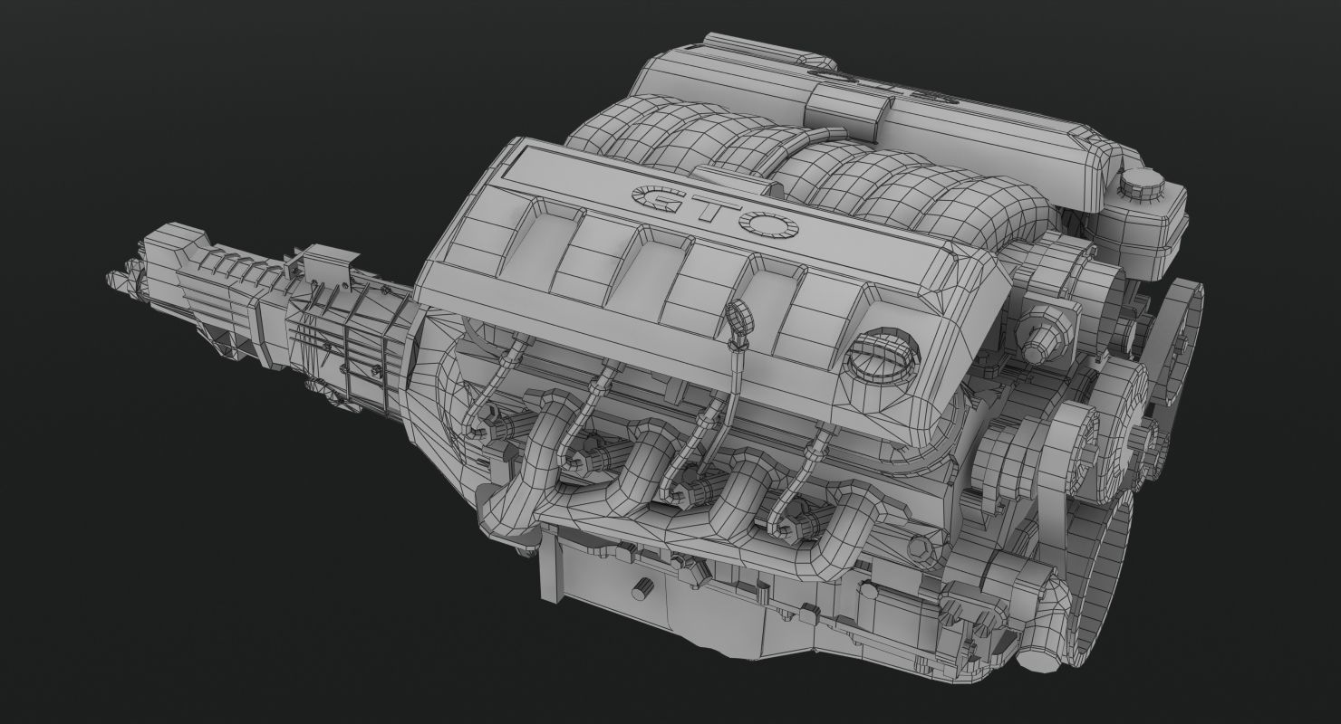 Pontiac GTO 2004 LS1 V8 engine Low-poly 3D model_9