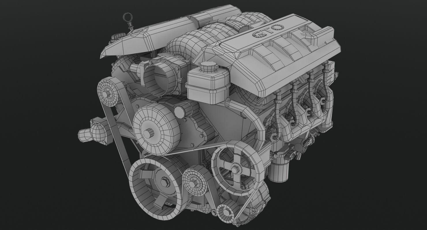 Pontiac GTO 2004 LS1 V8 engine Low-poly 3D model_3