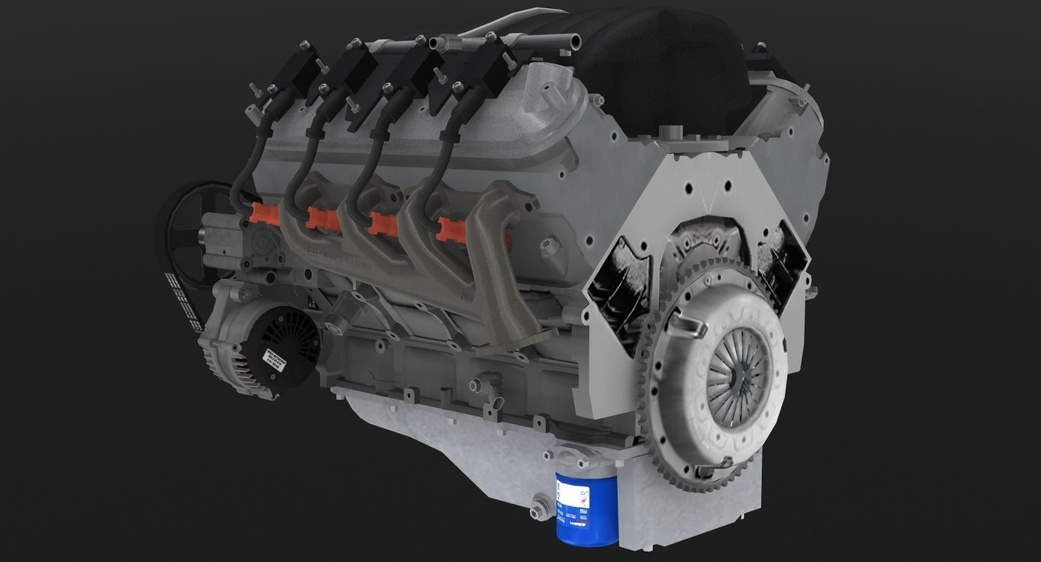 Pontiac GTO 2004 LS1 V8 engine Low-poly 3D model_14