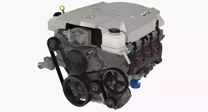 Cadillac CTS-V 2005 LS2 V8 engine Low-poly 3D model