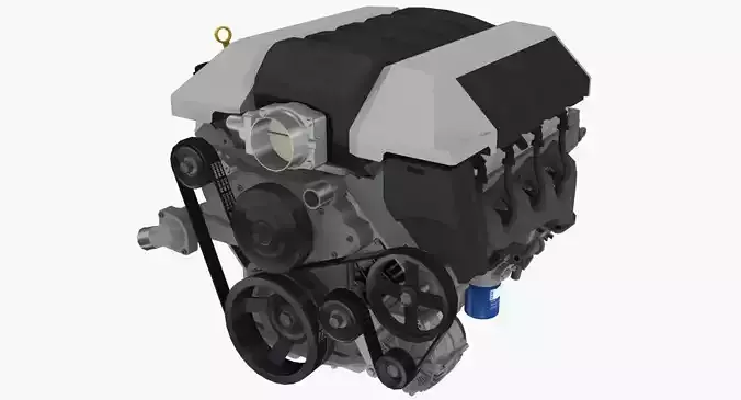 Chevrolet Camaro SS 2010 LS3 V8 engine Low-poly 3D model