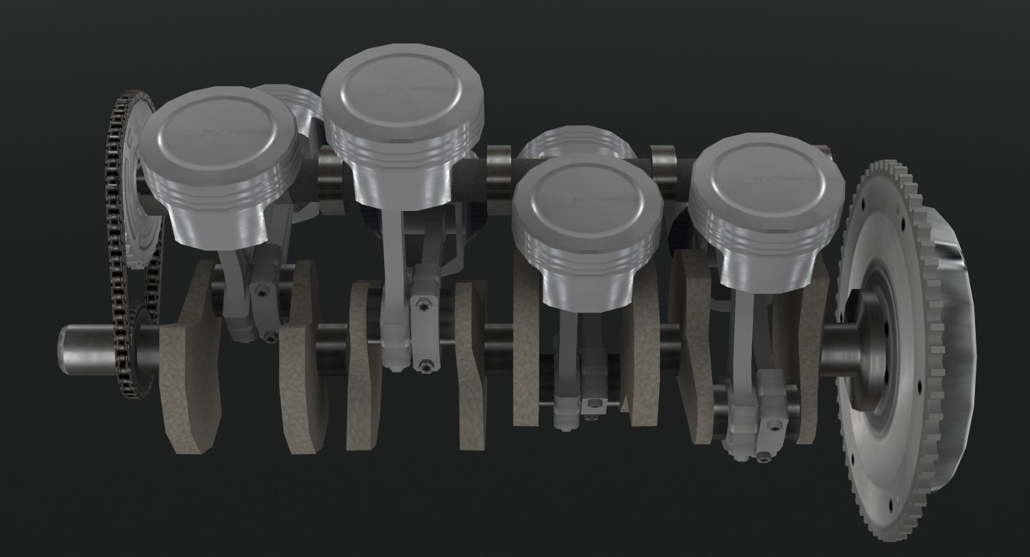 Chevrolet Corvette C6 2008 LS3 V8 engine Low-poly 3D model_18