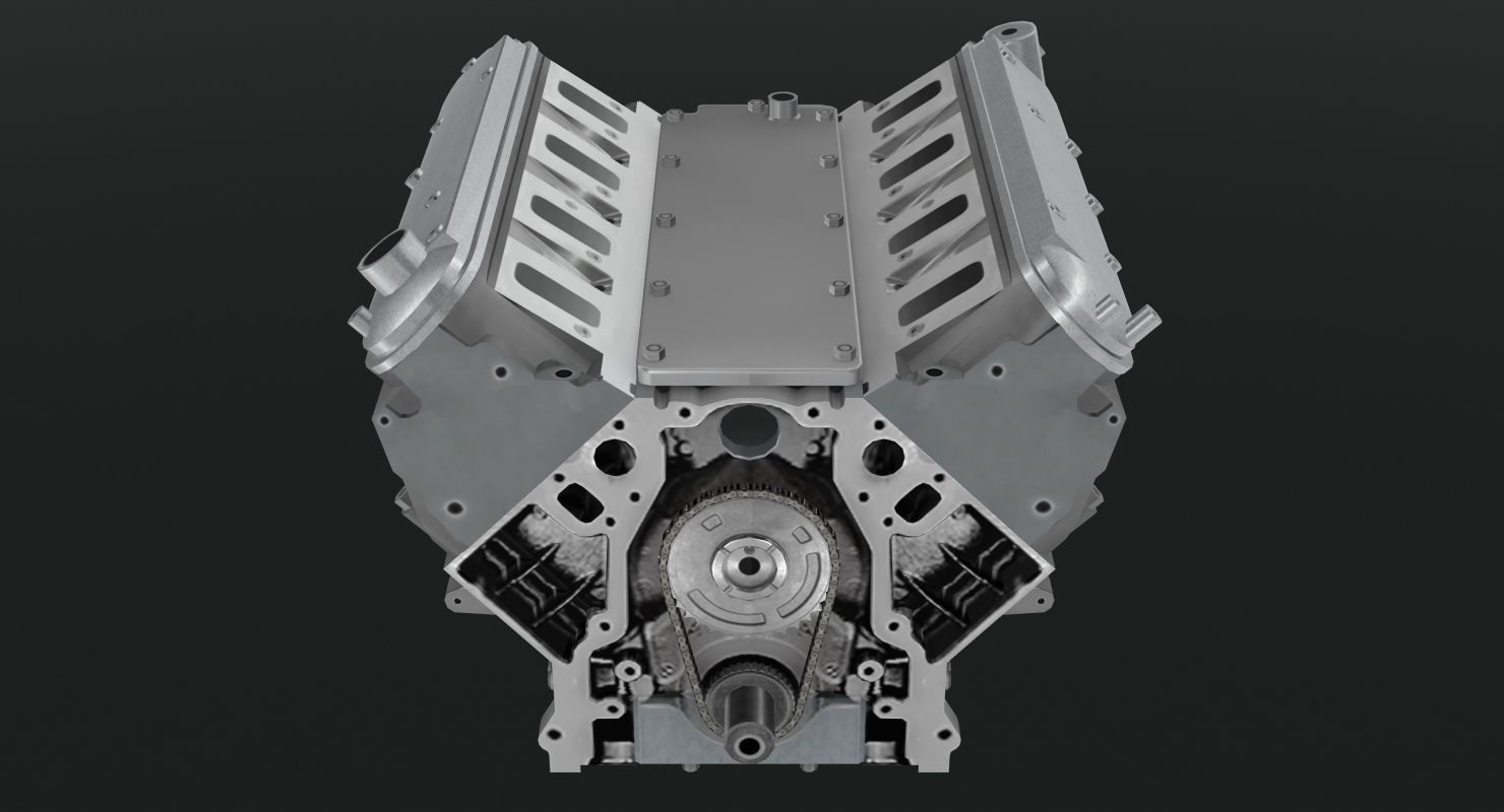 Chevrolet Corvette C6 2008 LS3 V8 engine Low-poly 3D model_16