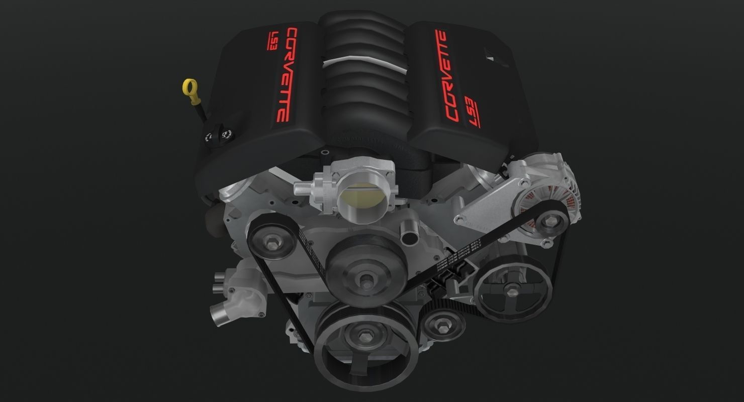 Chevrolet Corvette C6 2008 LS3 V8 engine Low-poly 3D model_4