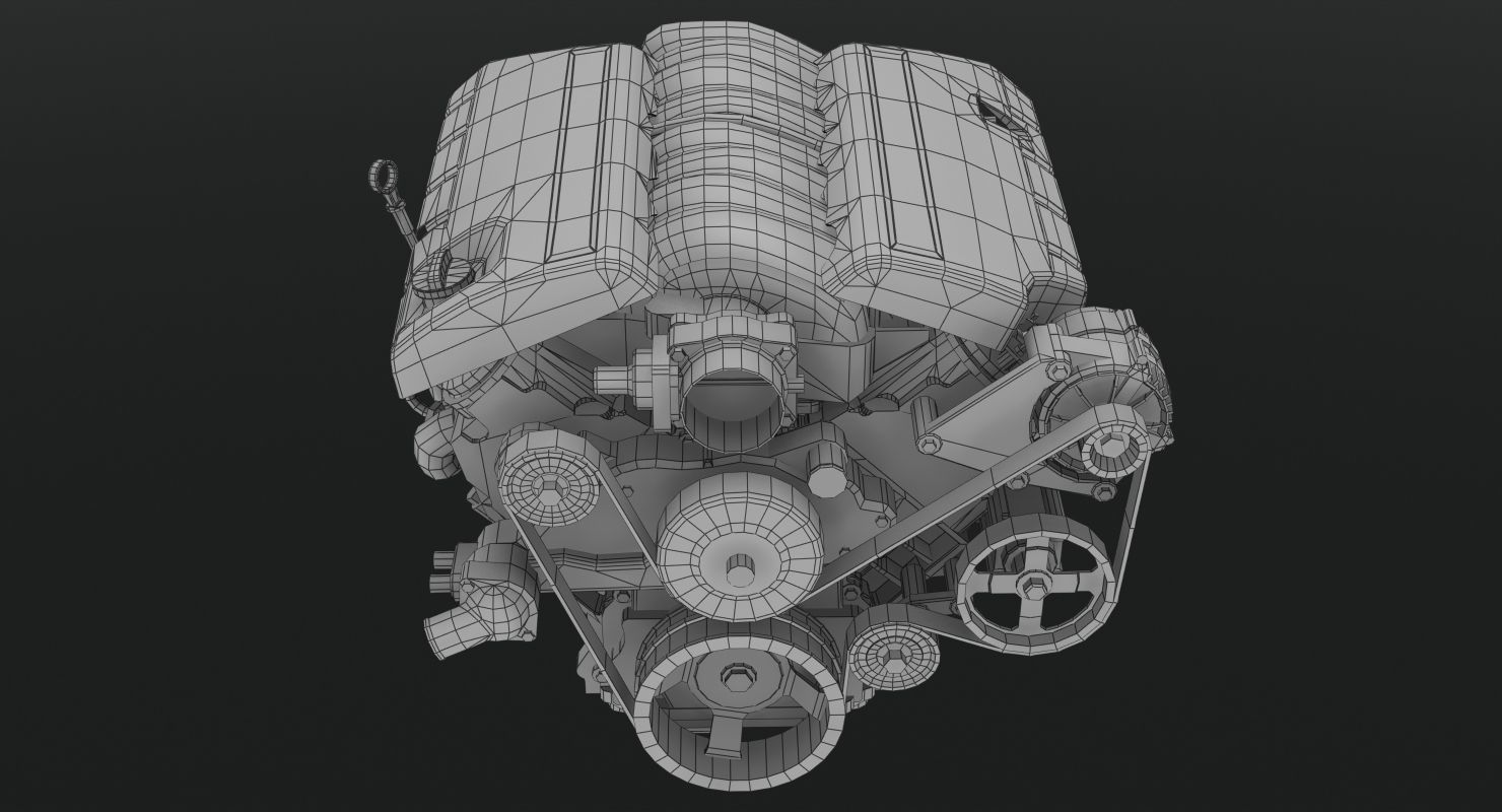 Chevrolet Corvette C6 2008 LS3 V8 engine Low-poly 3D model_6