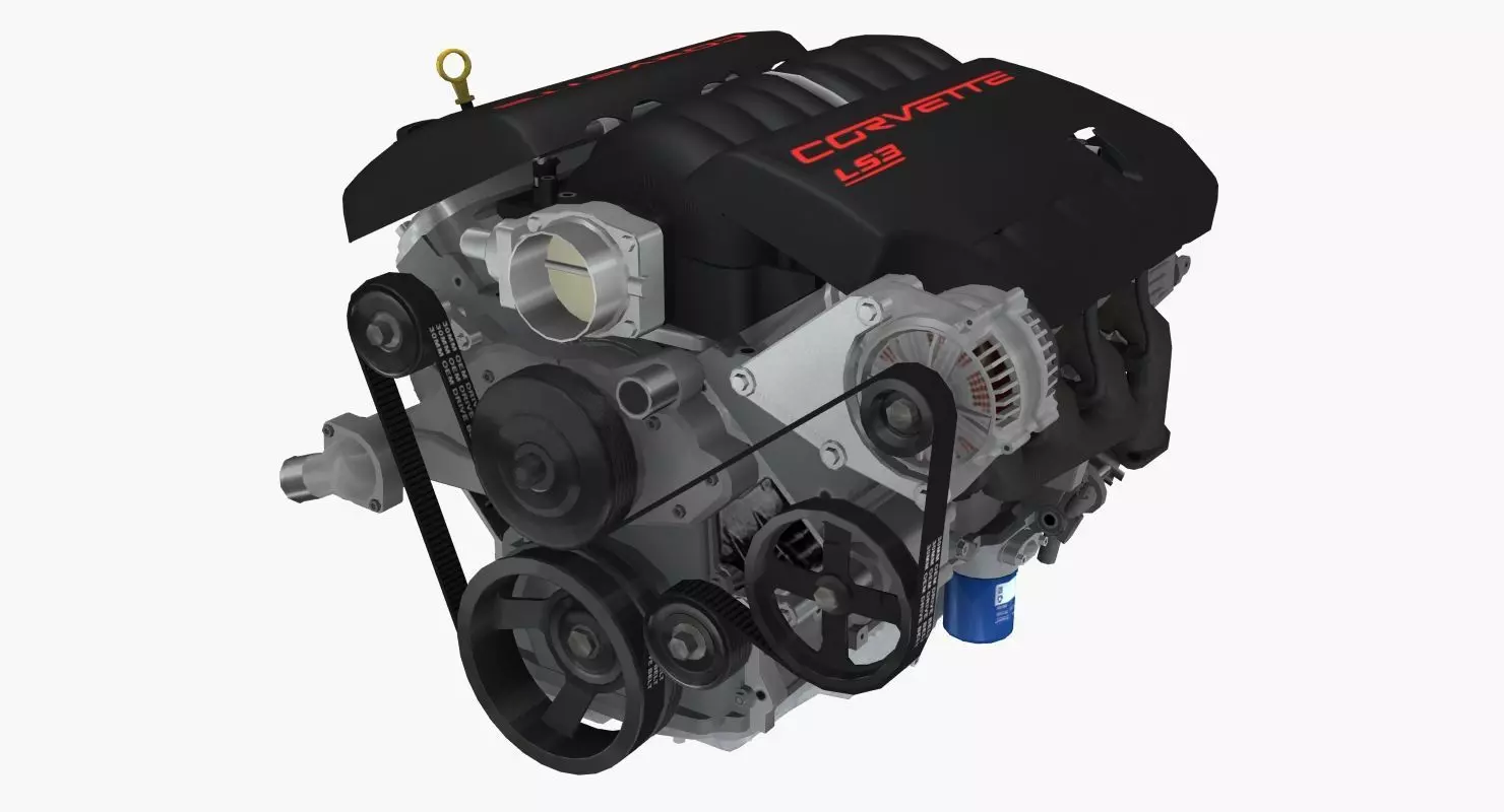 Chevrolet Corvette C6 2008 LS3 V8 engine Low-poly 3D model_0