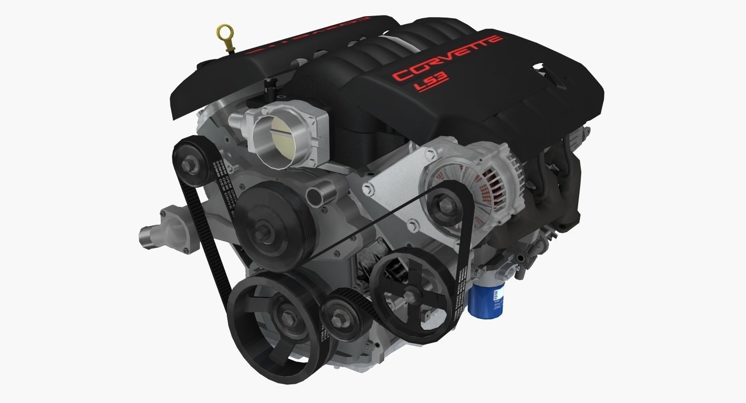 Chevrolet Corvette C6 2008 LS3 V8 engine Low-poly 3D model_0
