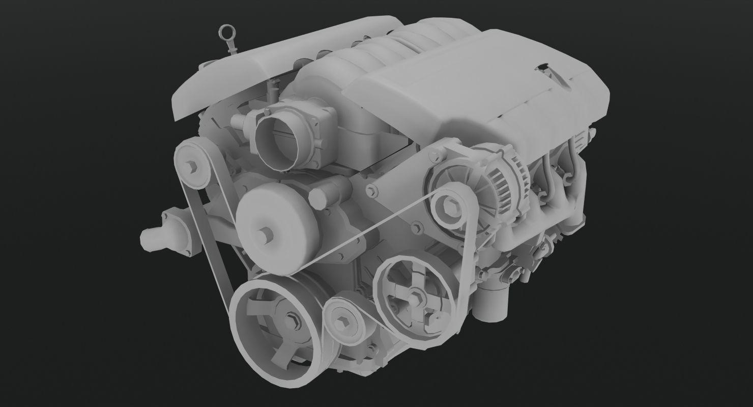 Chevrolet Corvette C6 2008 LS3 V8 engine Low-poly 3D model_2