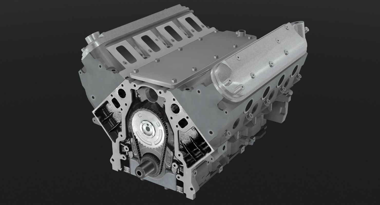 Chevrolet Corvette C6 2008 LS3 V8 engine Low-poly 3D model_15