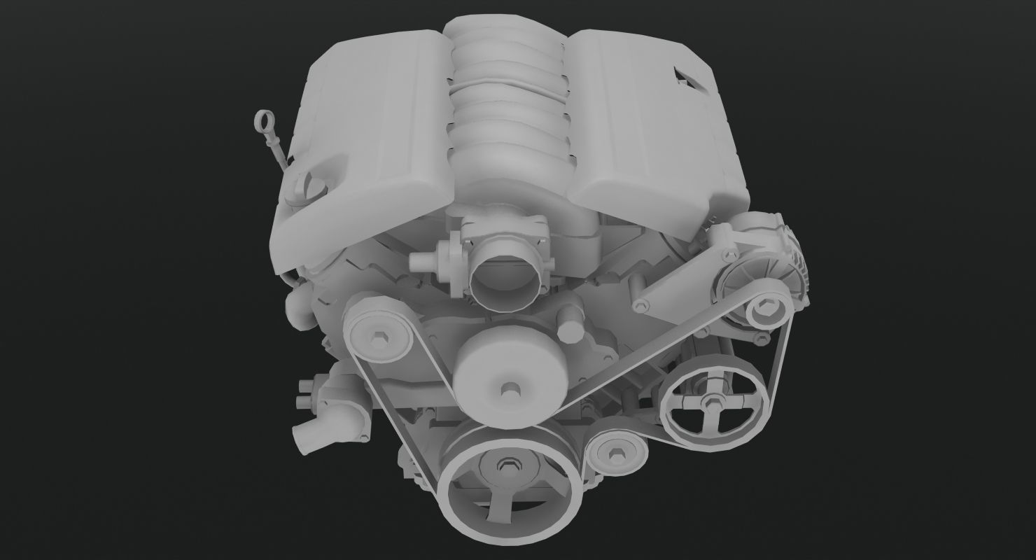 Chevrolet Corvette C6 2008 LS3 V8 engine Low-poly 3D model_5