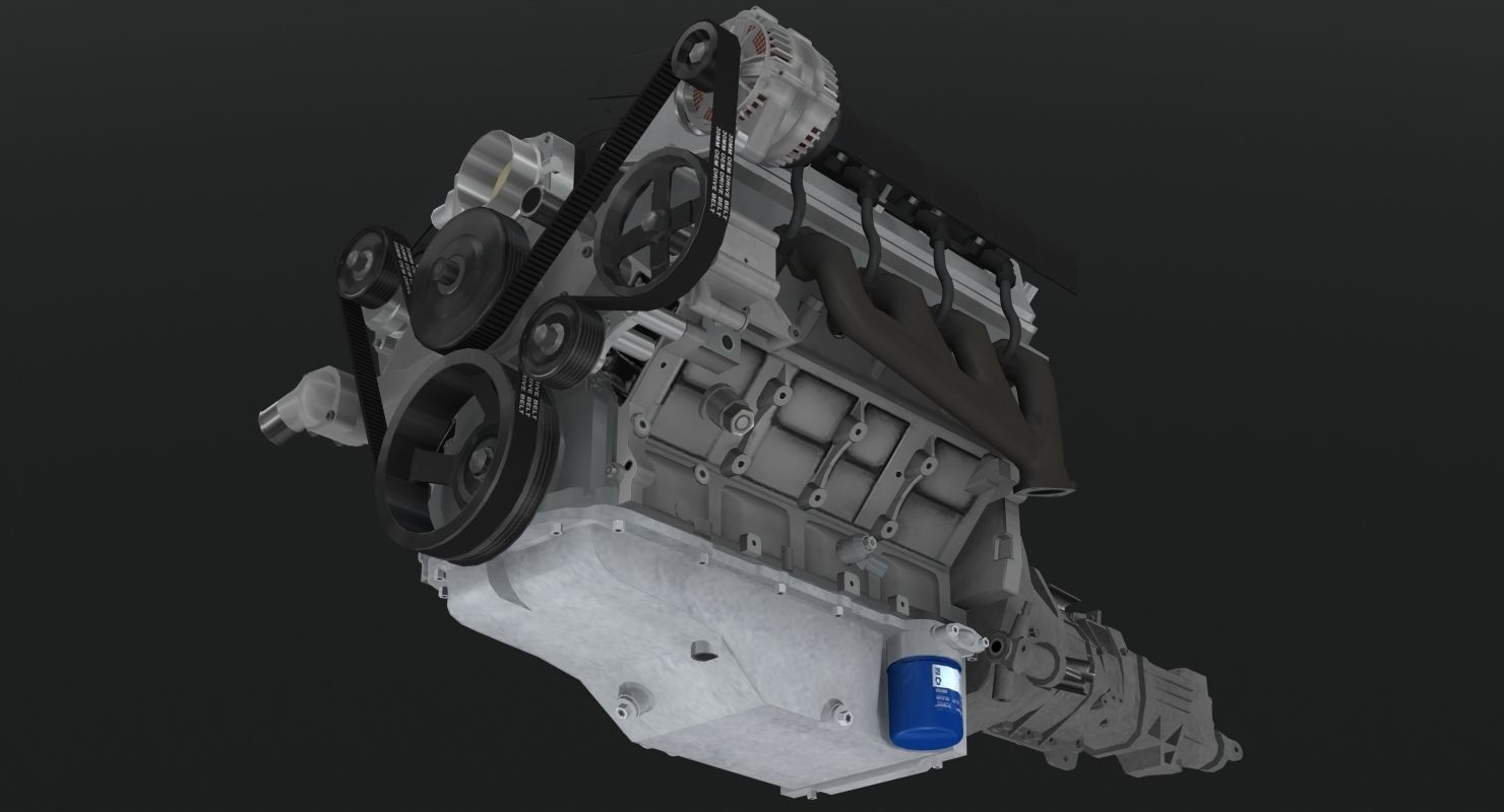 Chevrolet Corvette C6 2008 LS3 V8 engine Low-poly 3D model_10