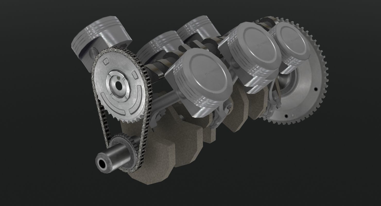 Chevrolet Corvette C6 2008 LS3 V8 engine Low-poly 3D model_17