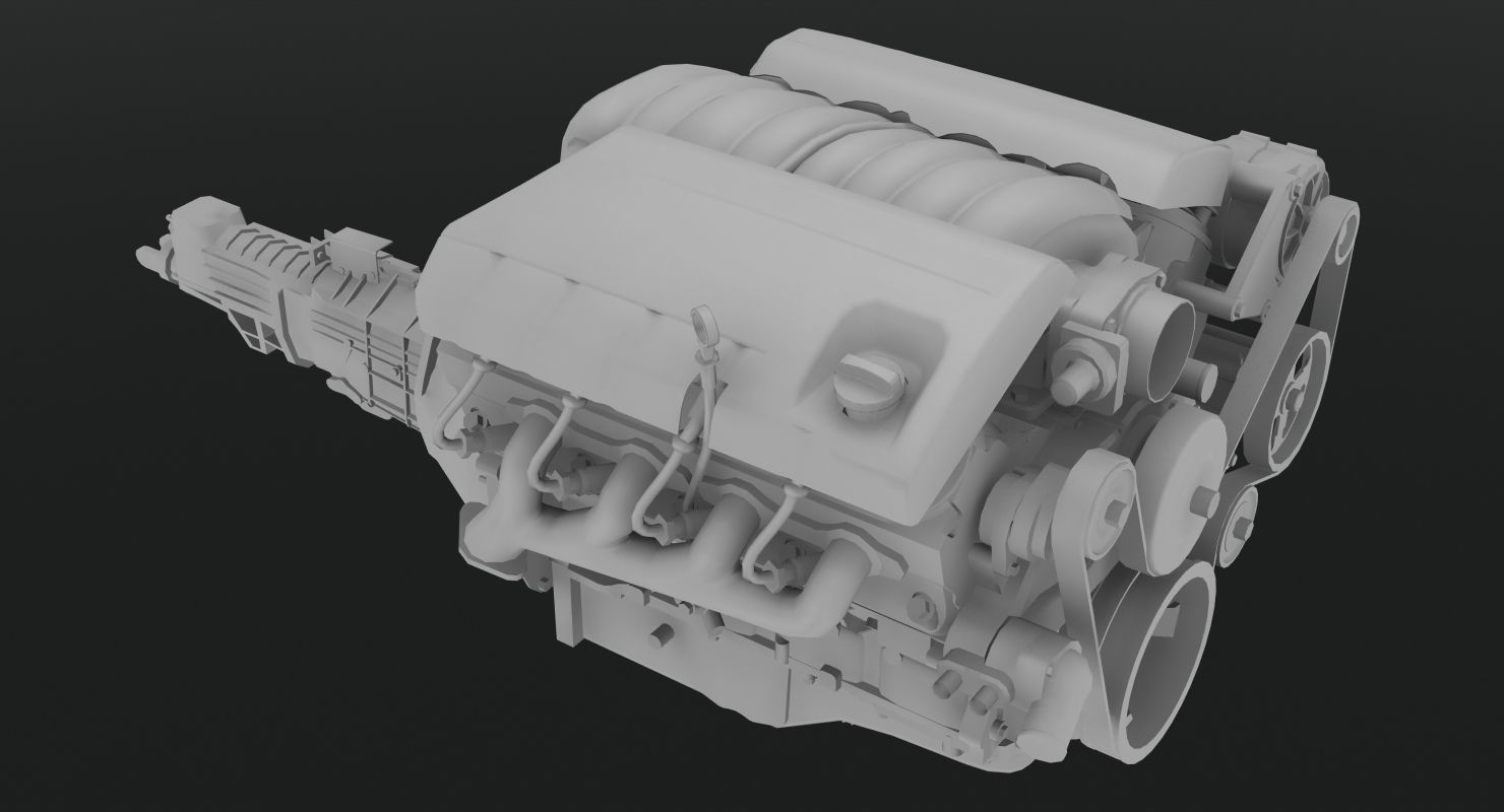 Chevrolet Corvette C6 2008 LS3 V8 engine Low-poly 3D model_8