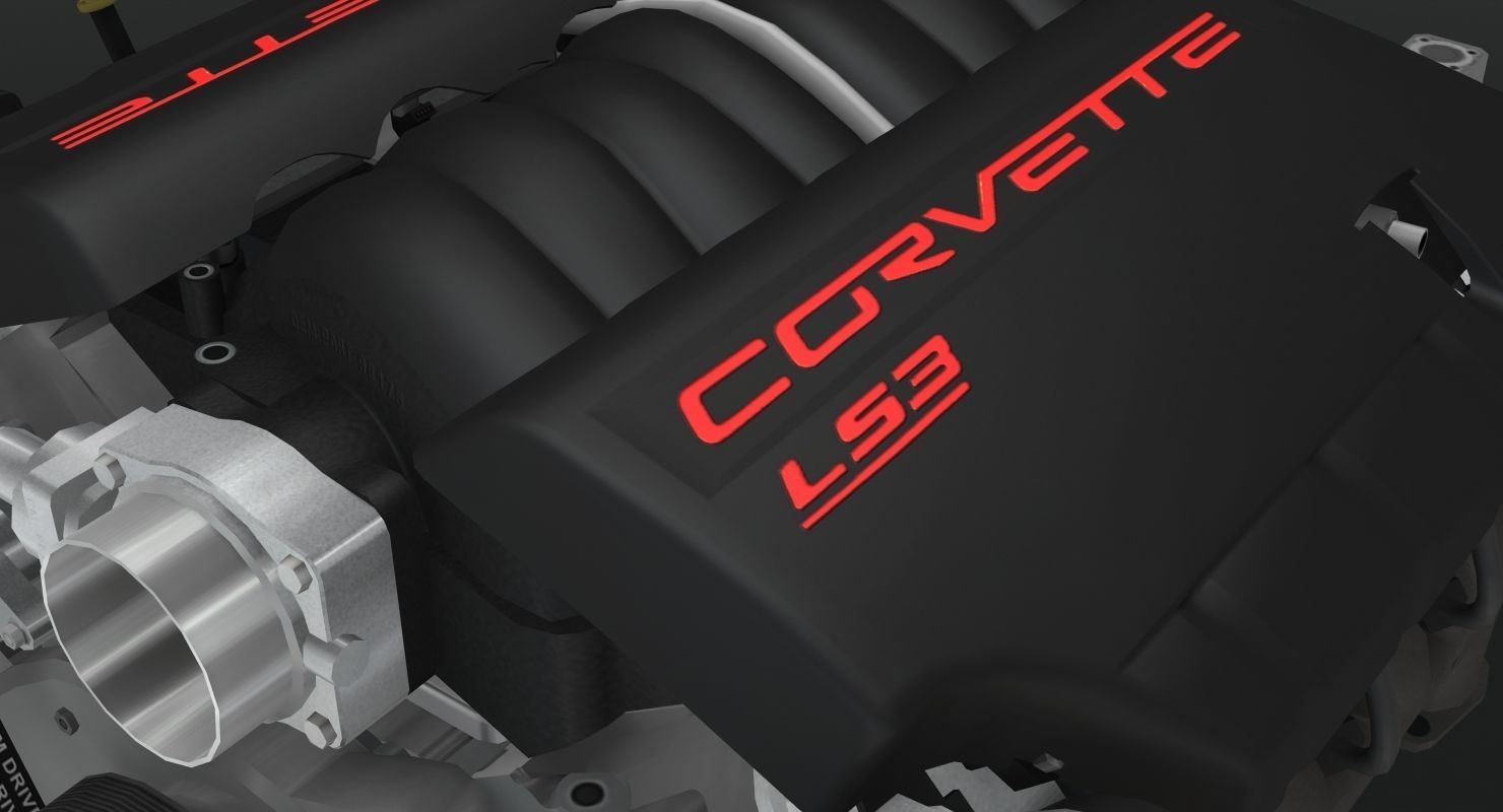 Chevrolet Corvette C6 2008 LS3 V8 engine Low-poly 3D model_11