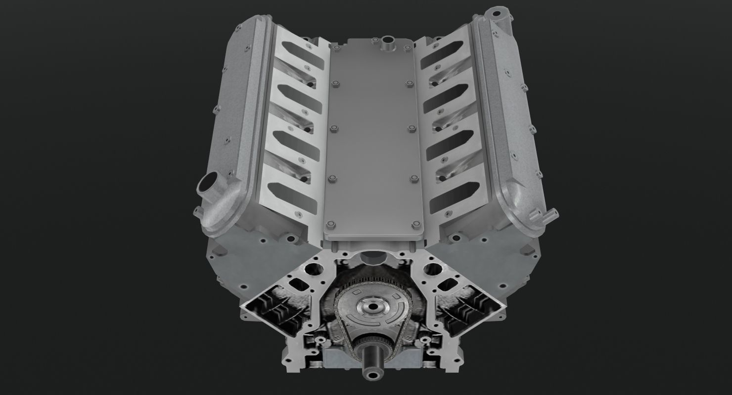 Chevrolet Corvette Z06 2001 LS6 V8 Engine Low-poly 3D model_16