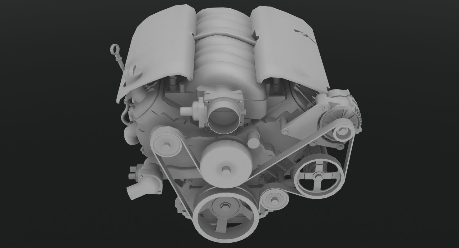 Chevrolet Corvette Z06 2001 LS6 V8 Engine Low-poly 3D model_5
