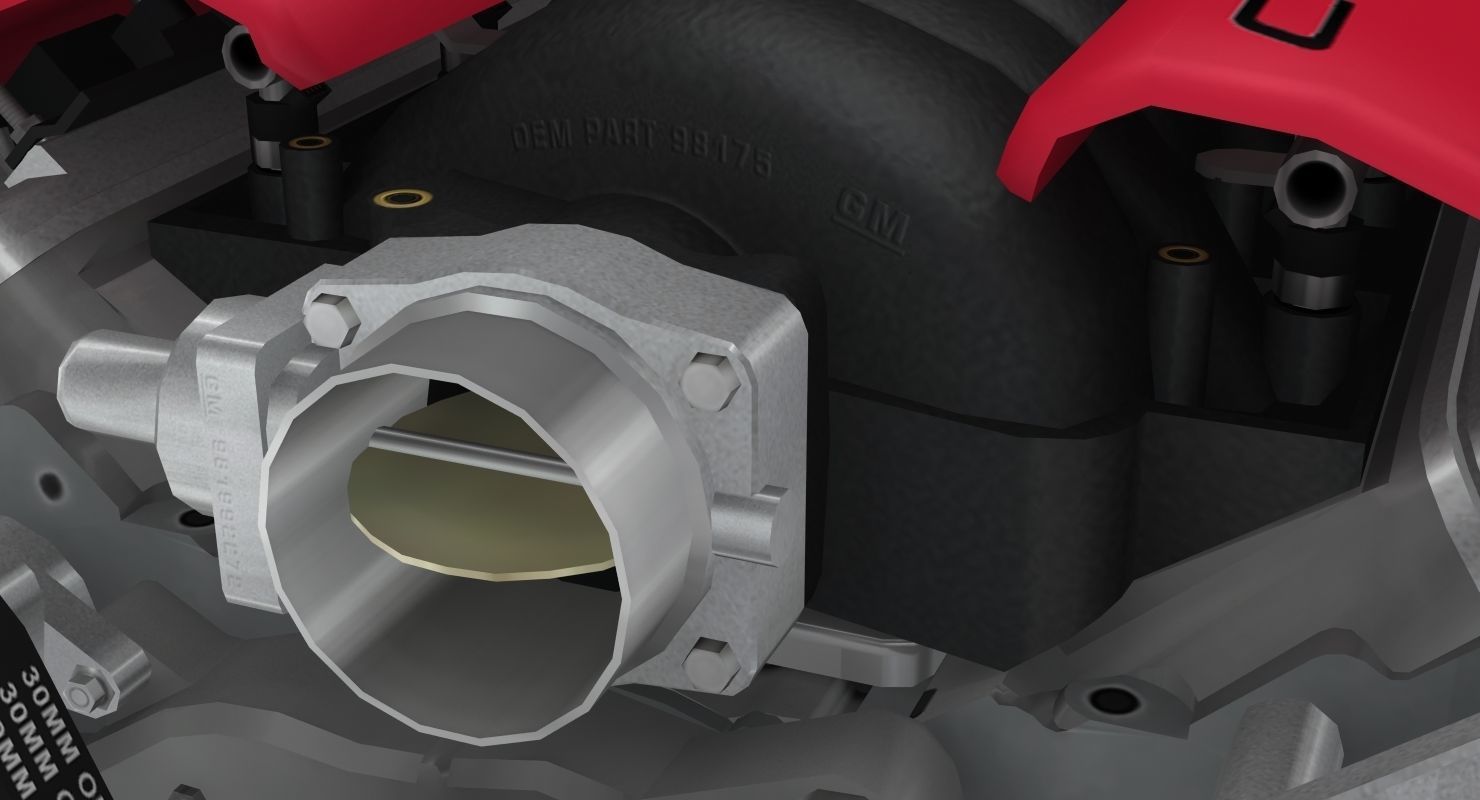 Chevrolet Corvette Z06 2001 LS6 V8 Engine Low-poly 3D model_13