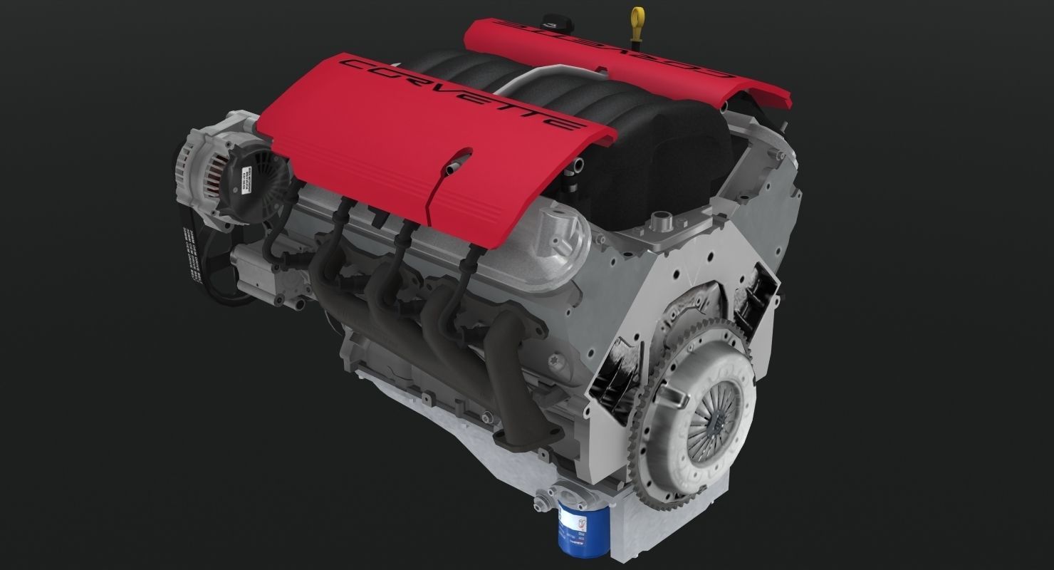 Chevrolet Corvette Z06 2001 LS6 V8 Engine Low-poly 3D model_14