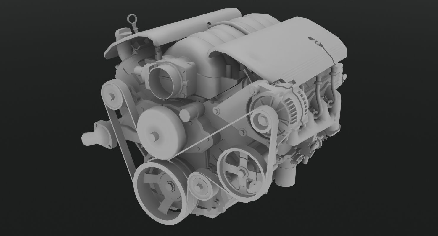 Chevrolet Corvette Z06 2001 LS6 V8 Engine Low-poly 3D model_2