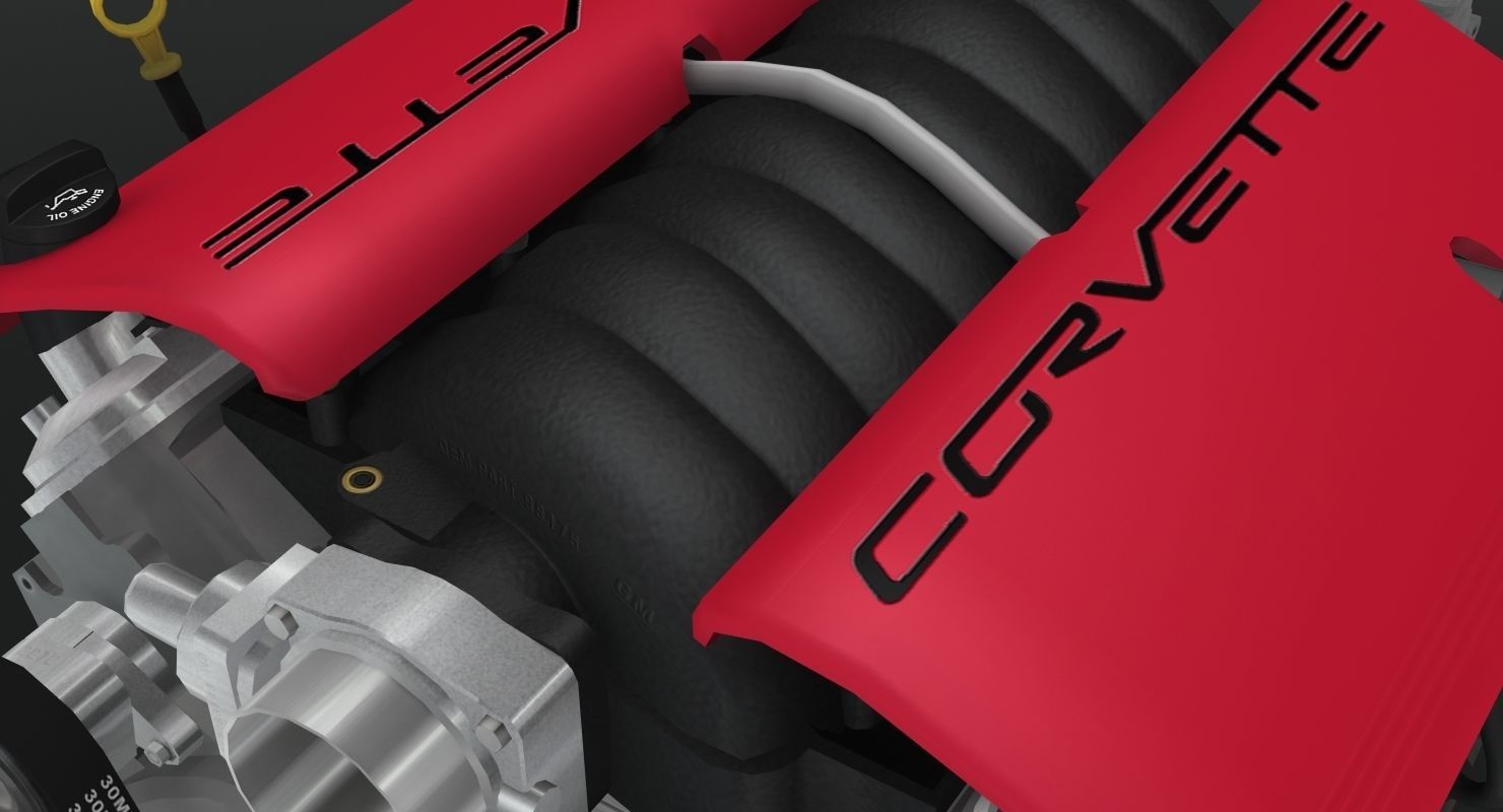 Chevrolet Corvette Z06 2001 LS6 V8 Engine Low-poly 3D model_11