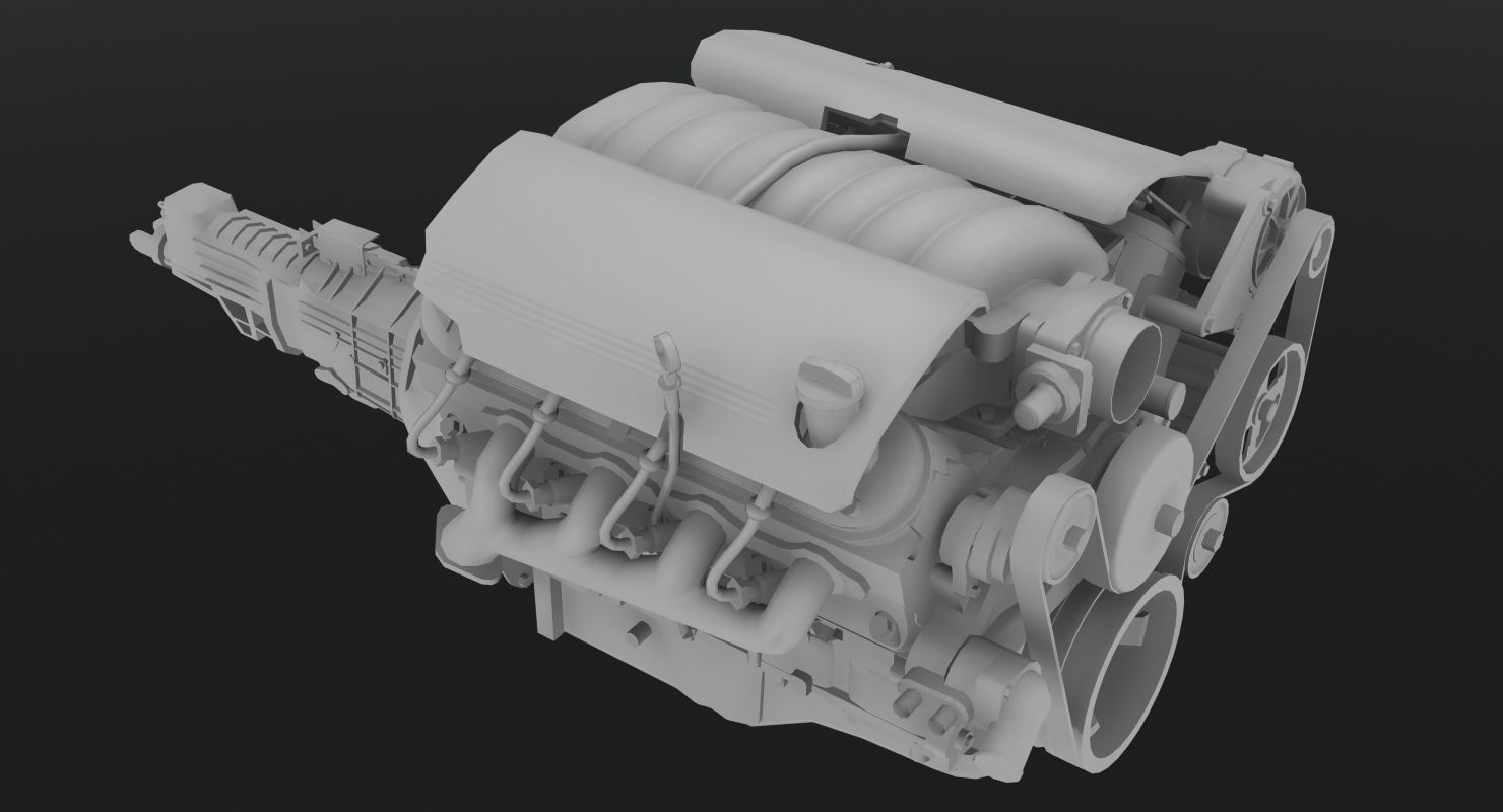 Chevrolet Corvette Z06 2001 LS6 V8 Engine Low-poly 3D model_8