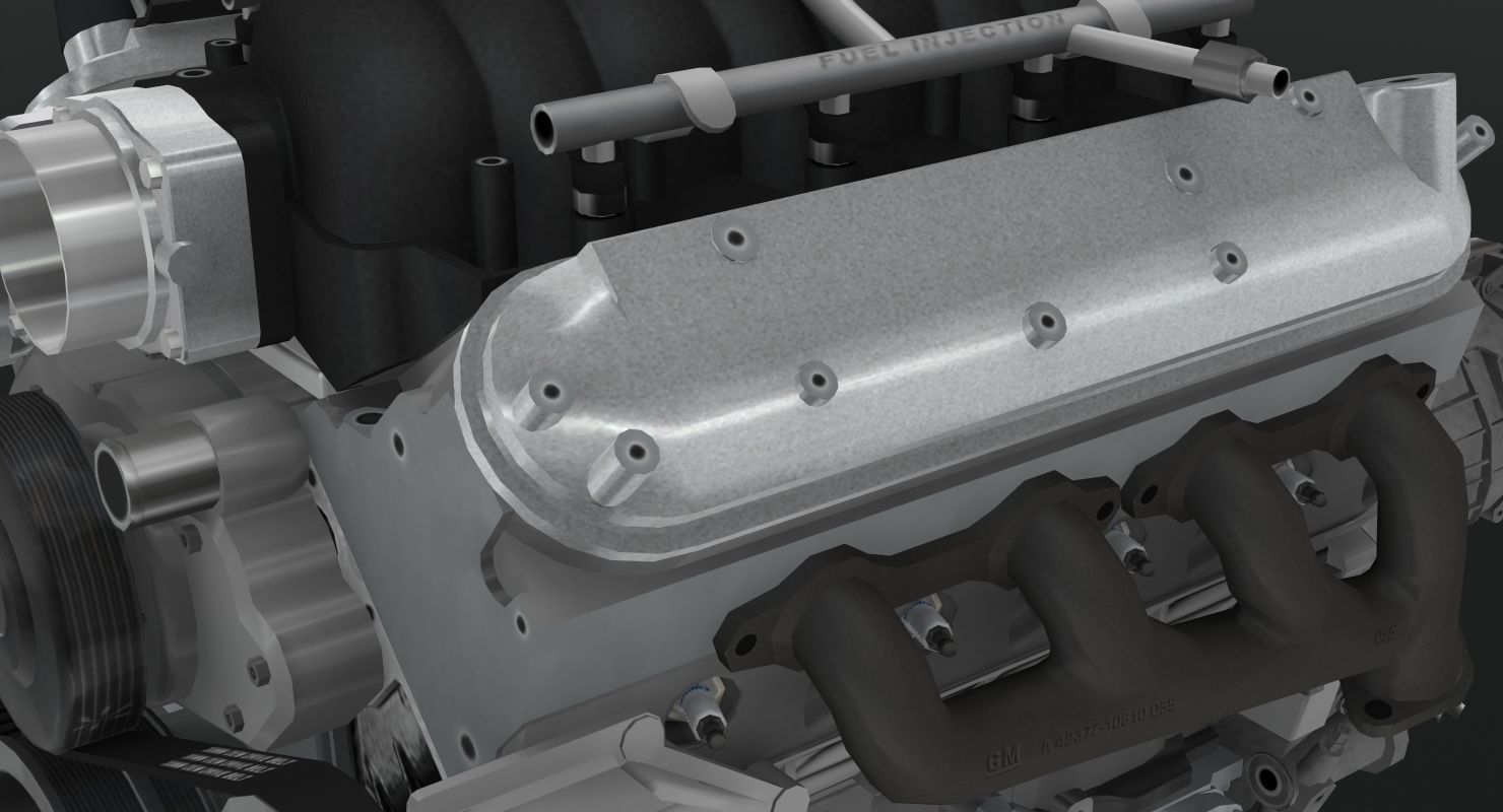 Chevrolet Corvette Z06 2001 LS6 V8 Engine Low-poly 3D model_25