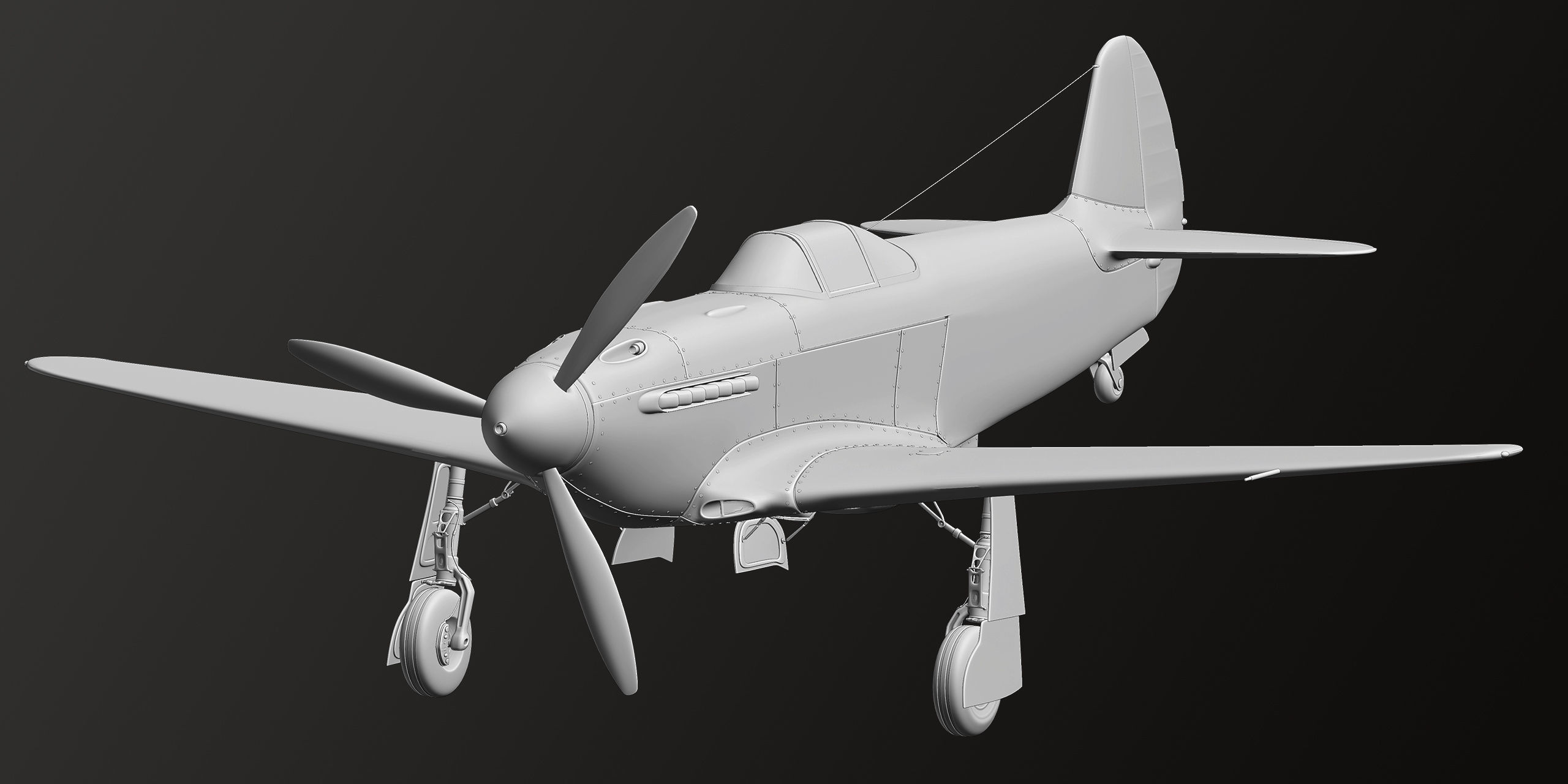 Russian Soviet fighter aircraft Yakovlev Yak 3 3D model_4