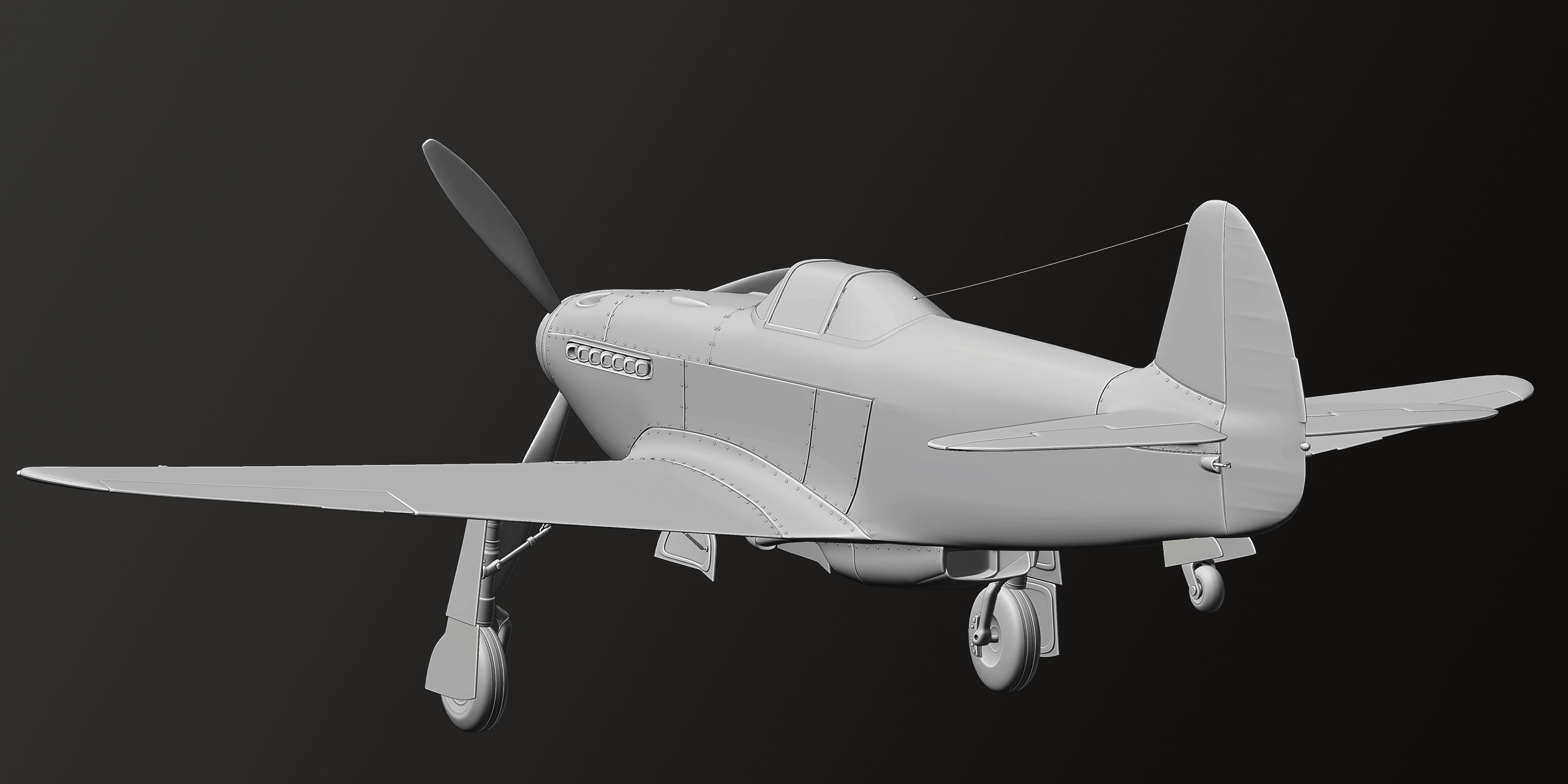 Russian Soviet fighter aircraft Yakovlev Yak 3 3D model_5