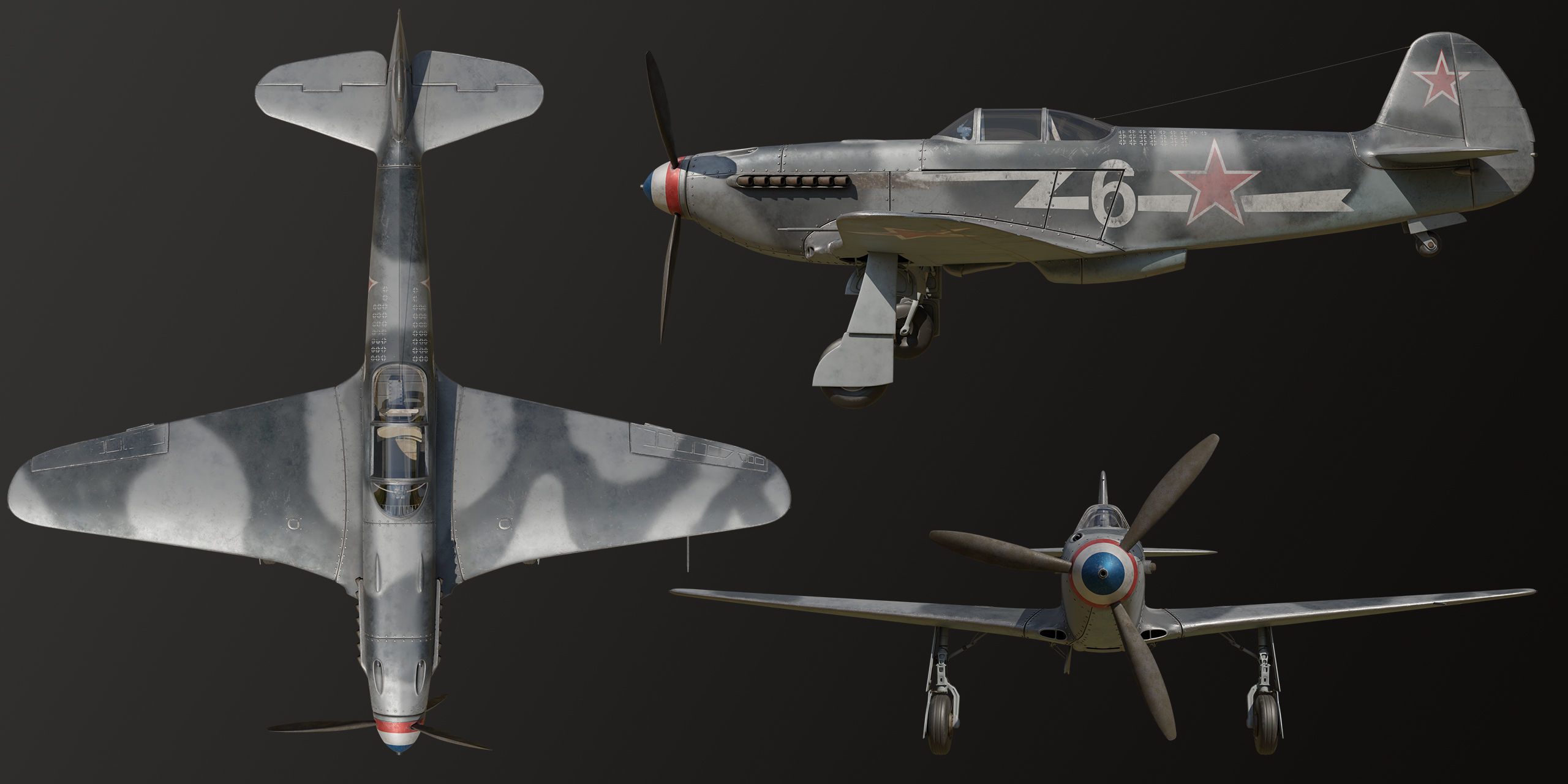 Russian Soviet fighter aircraft Yakovlev Yak 3 3D model_2