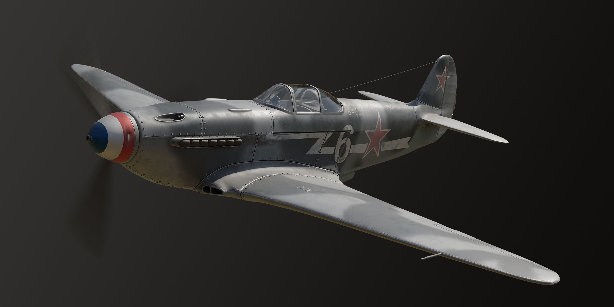 Russian Soviet fighter aircraft Yakovlev Yak 3 3D model_1