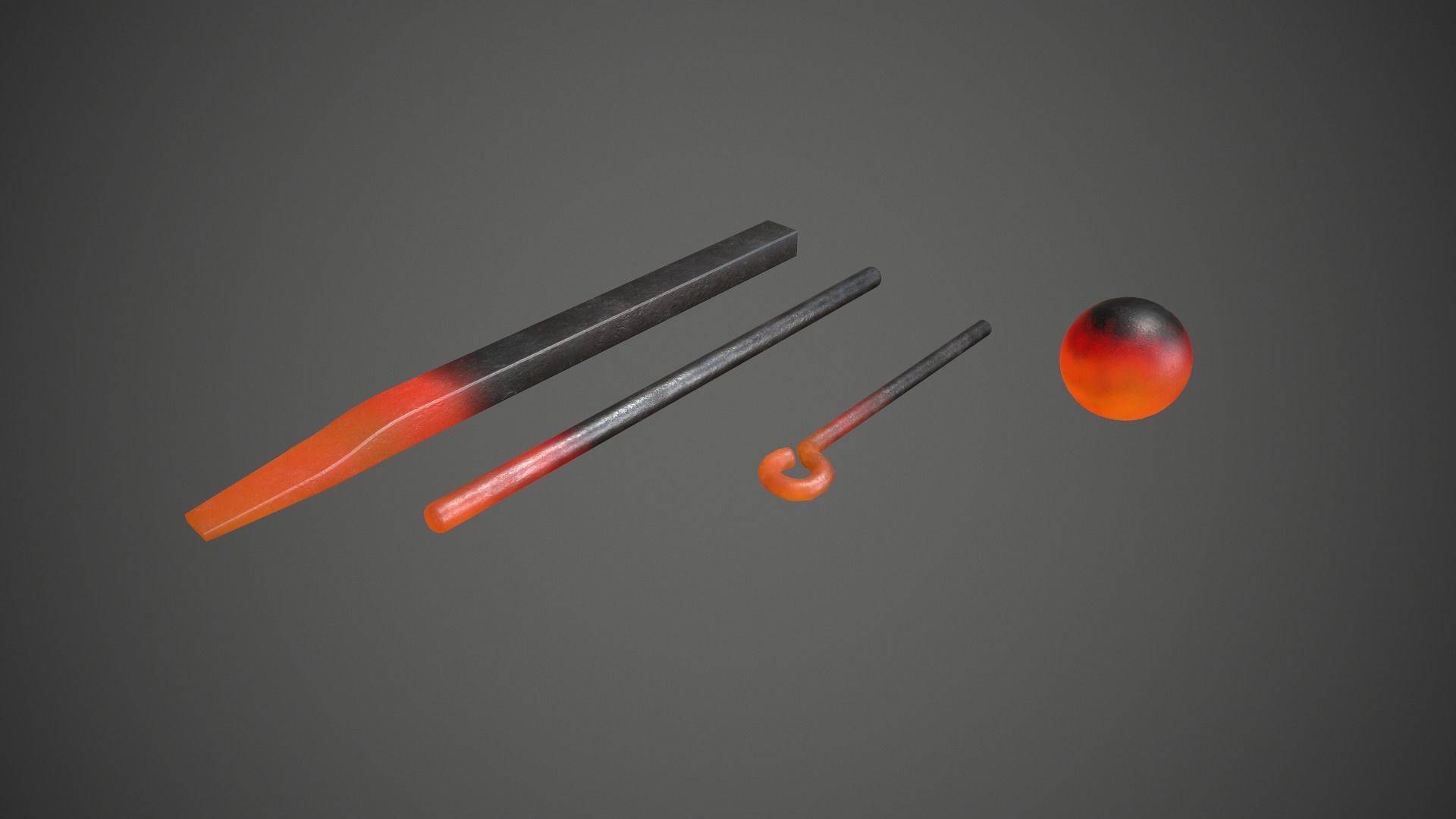 Red Hot Irons Low-poly 3D model_2