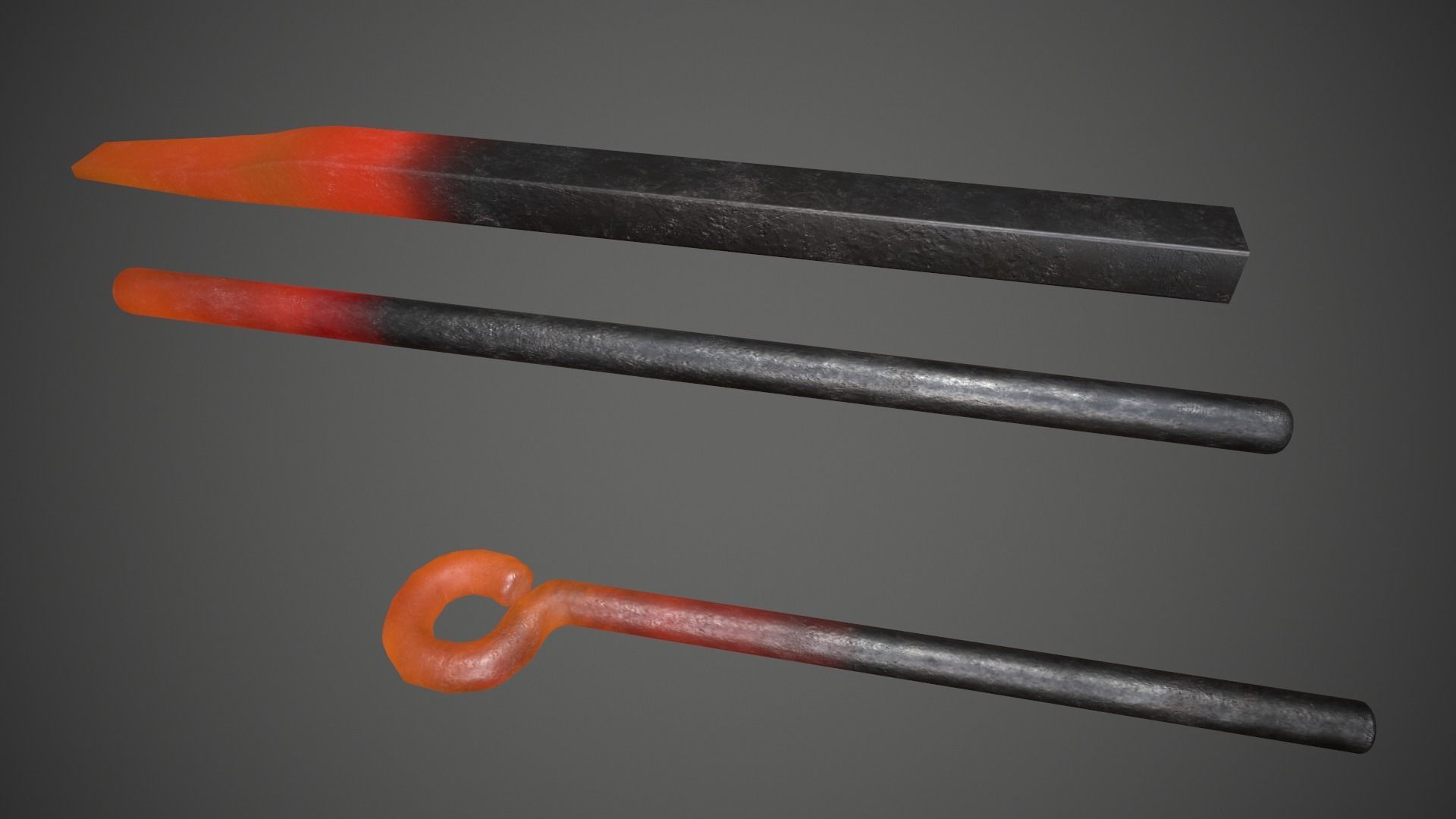 Red Hot Irons Low-poly 3D model_5