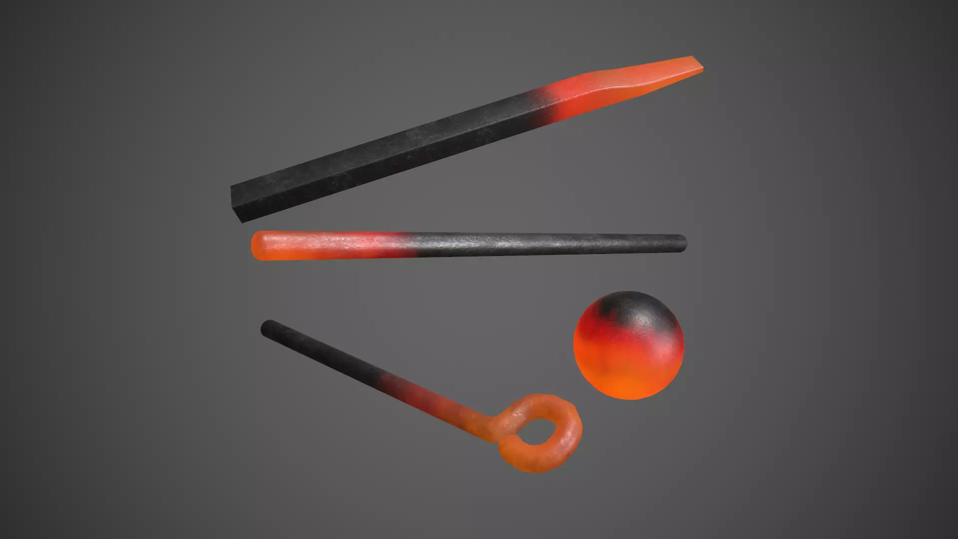 Red Hot Irons Low-poly 3D model_0