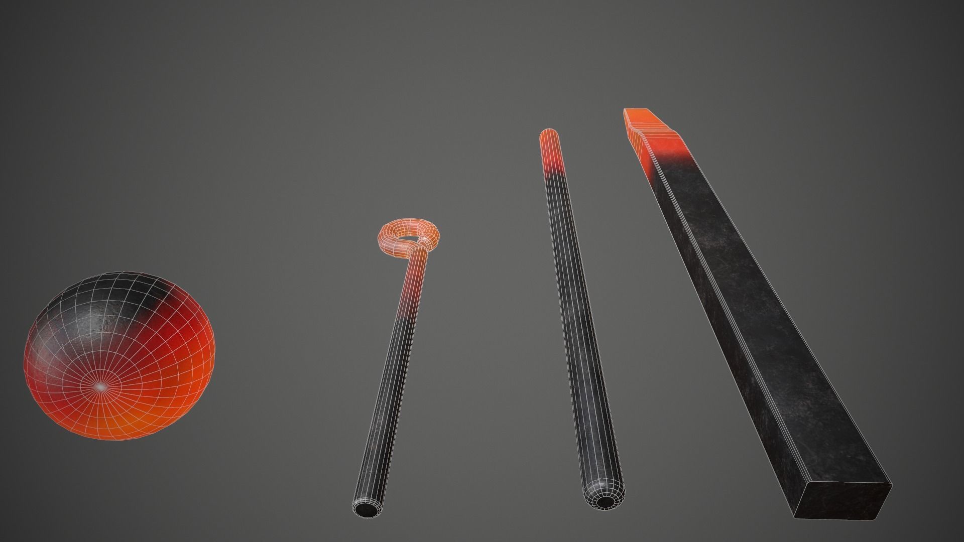 Red Hot Irons Low-poly 3D model_10