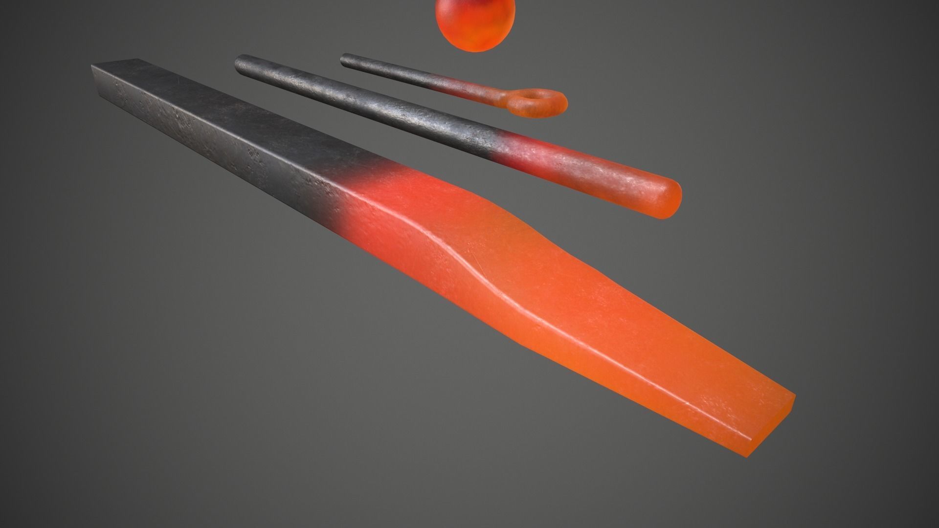 Red Hot Irons Low-poly 3D model_6