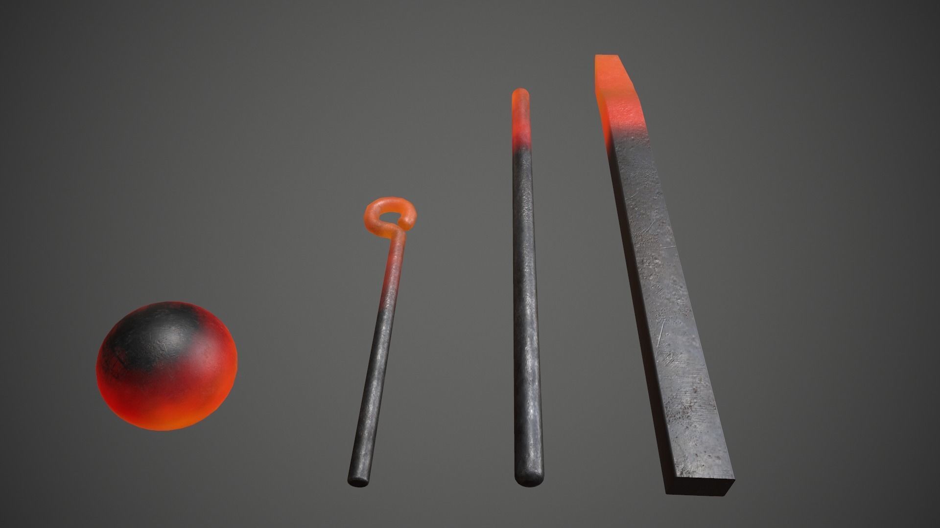 Red Hot Irons Low-poly 3D model_8