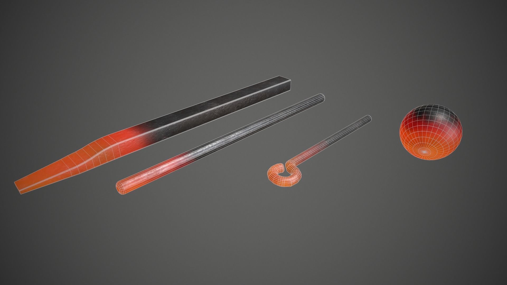 Red Hot Irons Low-poly 3D model_9