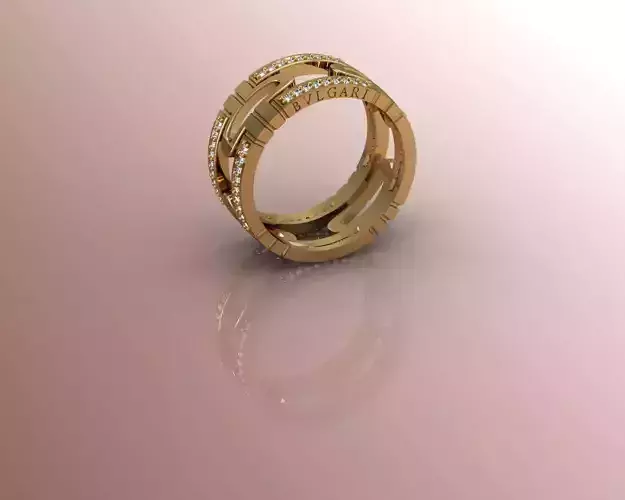 Ring gold with diamonds 3D print model