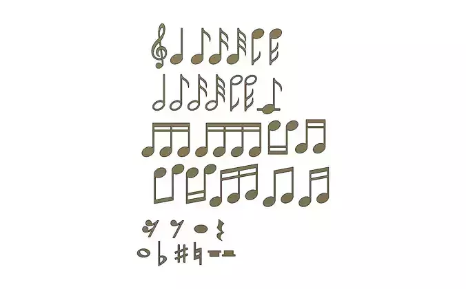Musical notes symbols characters 3D print model